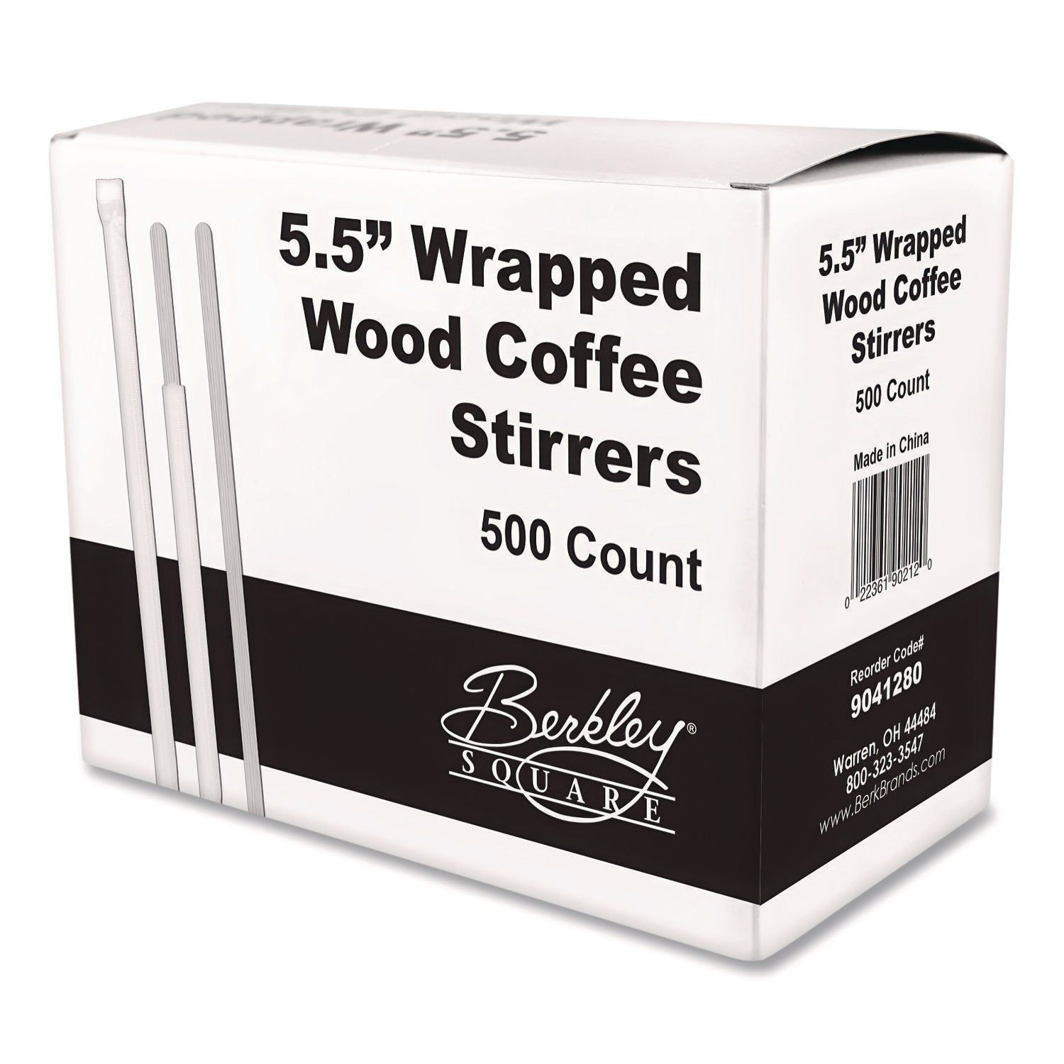 Berkley Square Wrapped Wood Stirrers, 5.5", 500/Box (BEKBEP90211) Box of 500