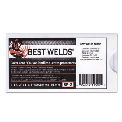 Best Welds Cover Lens, Scratch/Static Resistant, 4-1/4 in x 2 in, 100% CR-39 Plastic (901-SP-2) Each