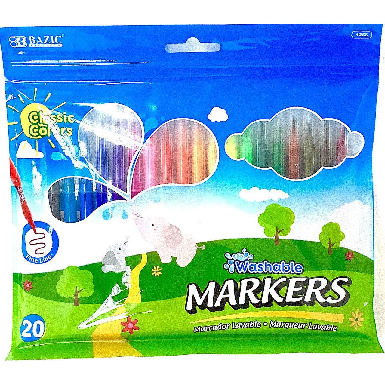 20 Colors Fine Line Washable Markers