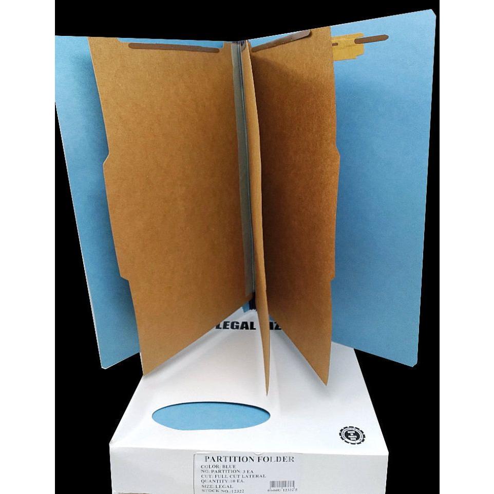 3 PARTITION FOLDER LATERAL BLUE LEGAL BOX/10