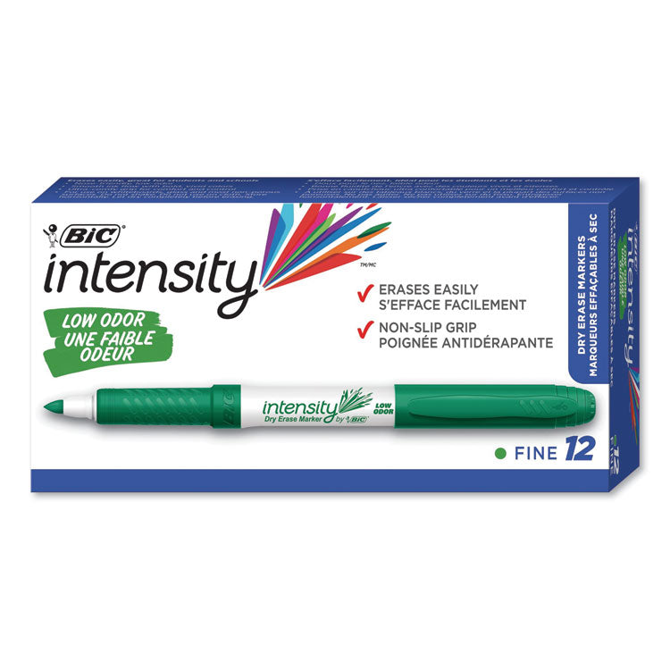 BIC Intensity Low Odor Fine Point Dry Erase Marker, Fine Bullet Tip, Green, Dozen (BICGDE11GN) Box of 12