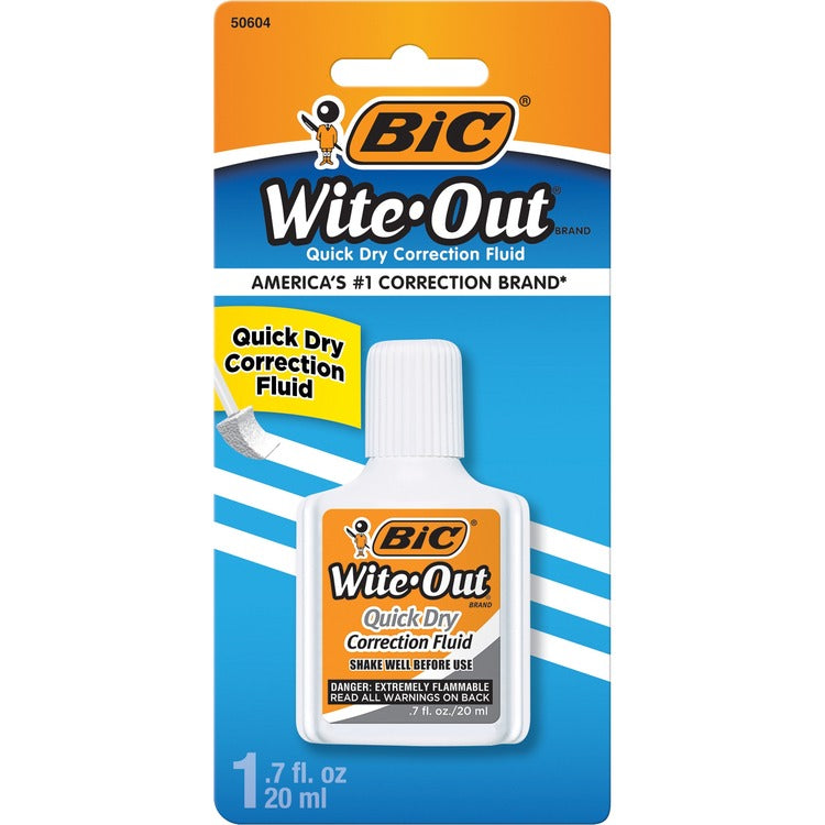 BIC White Correction Fluid, Quick Dry , 20ml (BICWOFQDP1WHI) Each