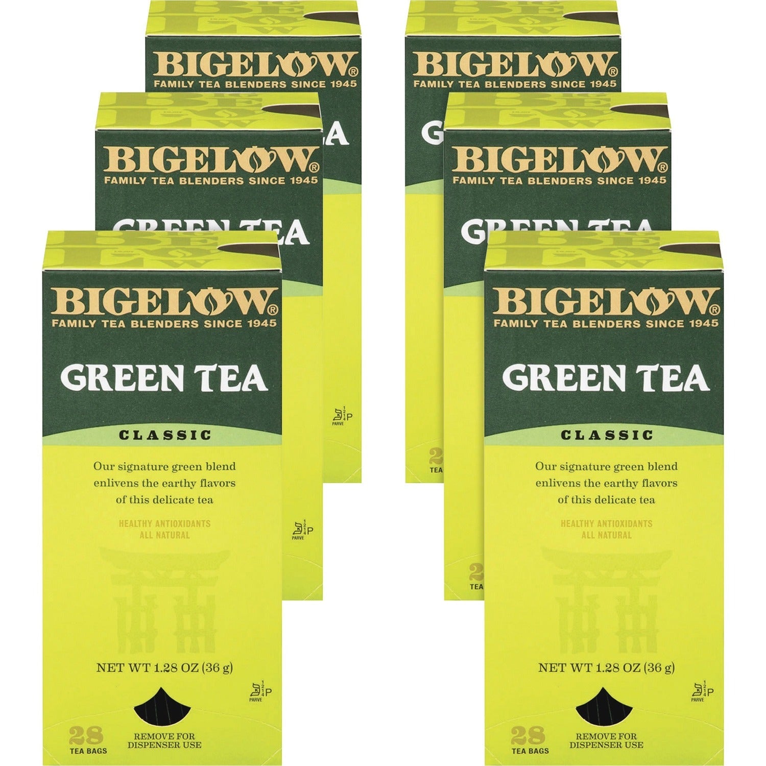Bigelow Single Flavor Tea, Green, 28 Bags/Box, 6 Boxes/Carton (BTC00388CT) Case of 168