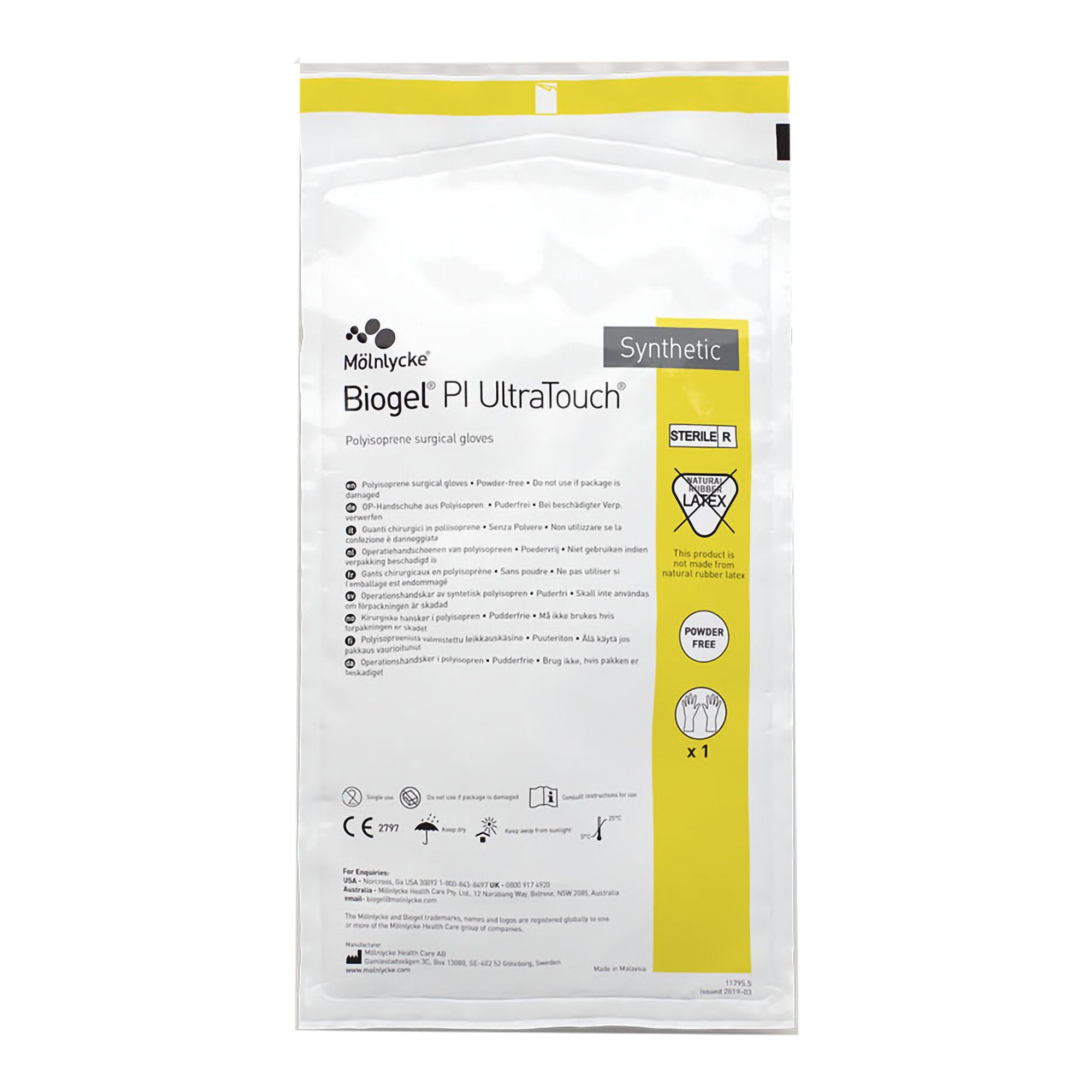 Biogel PI UltraTouch Surgical Glove Size 6.5 Sterile Polyisoprene Standard Cuff Length Micro-Textured Opaque Beige Chemo Tested (639048_BX) 50/BX