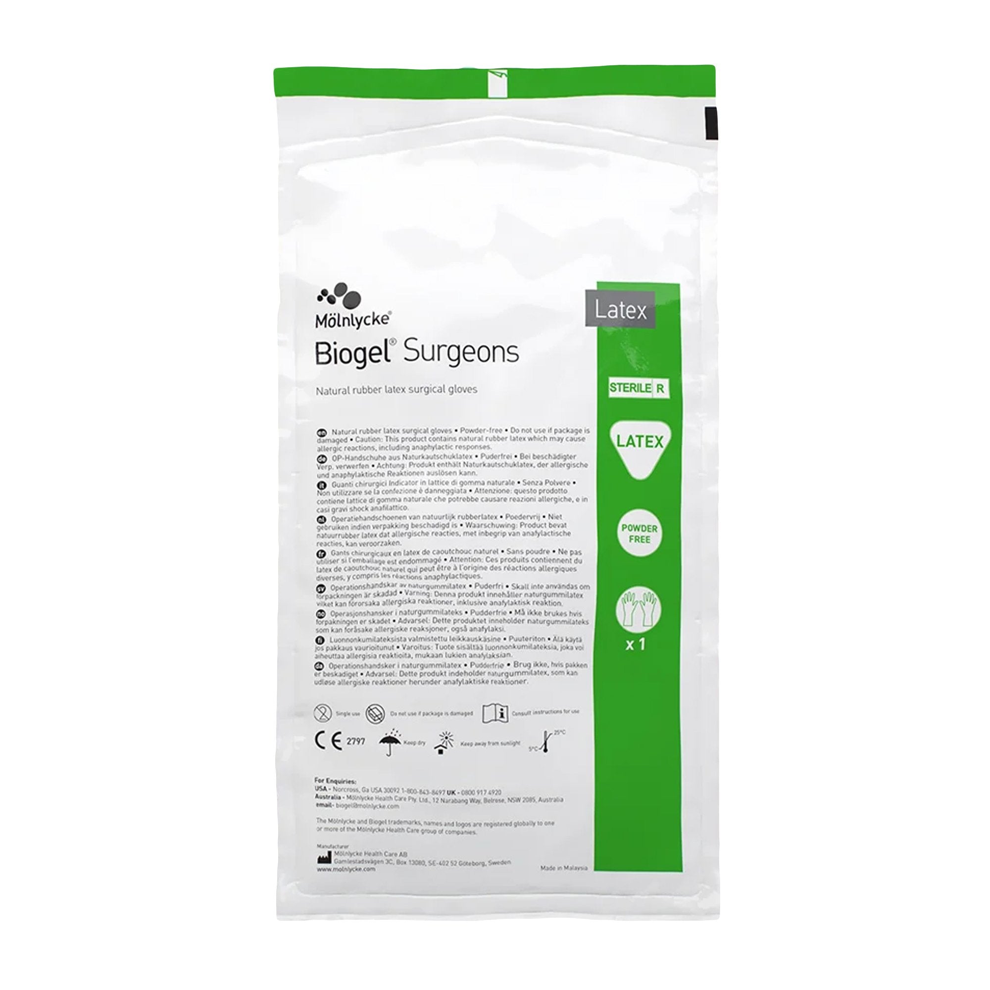 Biogel Surgeons Surgical Glove Size 7.5 Sterile Latex Standard Cuff Length Micro-Textured Straw Not Chemo Approved (184862_PR) 1/PR