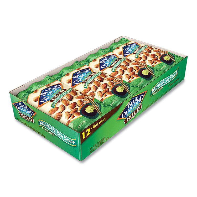 Blue Diamond Wasabi and Soy Sauce Flavored Almonds, 4 oz Bag, 12 Bags/Box (DFDBLU09931) Box of 12