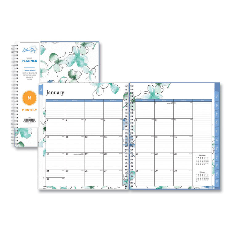 Blue Sky Lindley Monthly Planner, Floral Artwork, 10 x 8, White/Blue/Green Cover, 12-Month (Jan to Dec): 2026 (BLS101582) Each