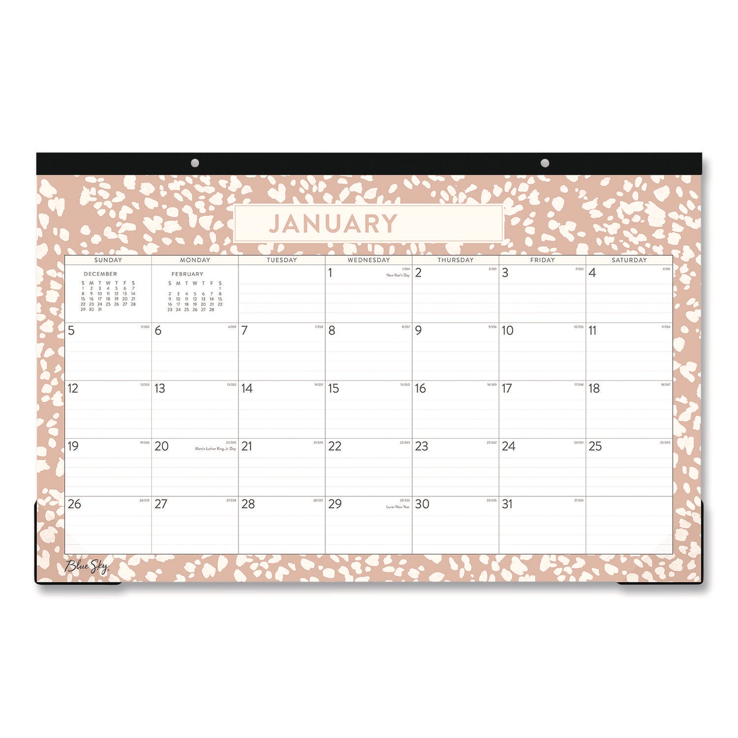 Blue Sky Natalya Desk Pad Calendar, Abstract Artwork, 17 x 11, White/Peach Sheets, Black Headband, 12-Month (Jan to Dec): 2025 (BLS14877125) Each