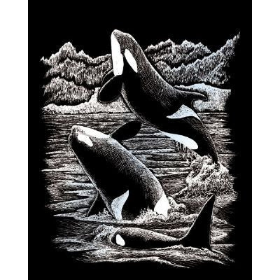 ENGRAVING ART SILVER FOIL ORSA WHALES 3 PC