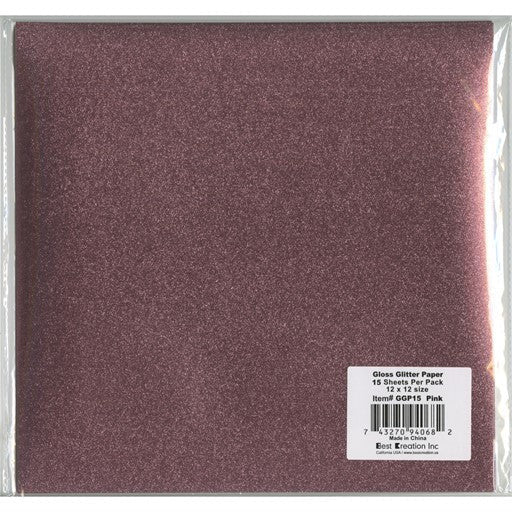 GLOSS GLITTER PAPER - PINK 12X12CARDSTOCK