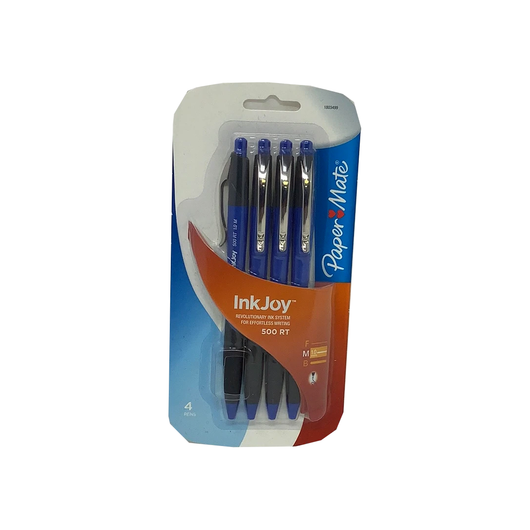 INKJOY 500 RT GRIP MED 1.0MM BLUE PQ.4
