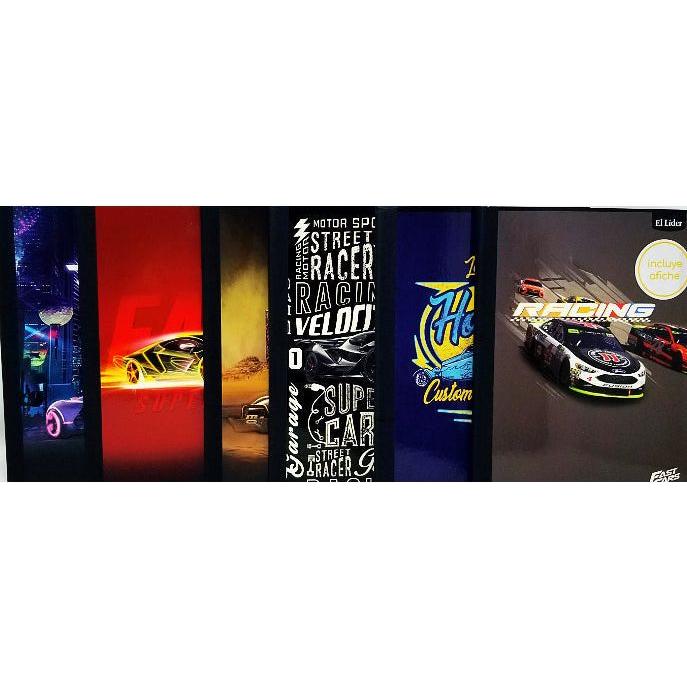 LIBRETA COSIDA SEMI FAST CARS 100HJS/200PAG