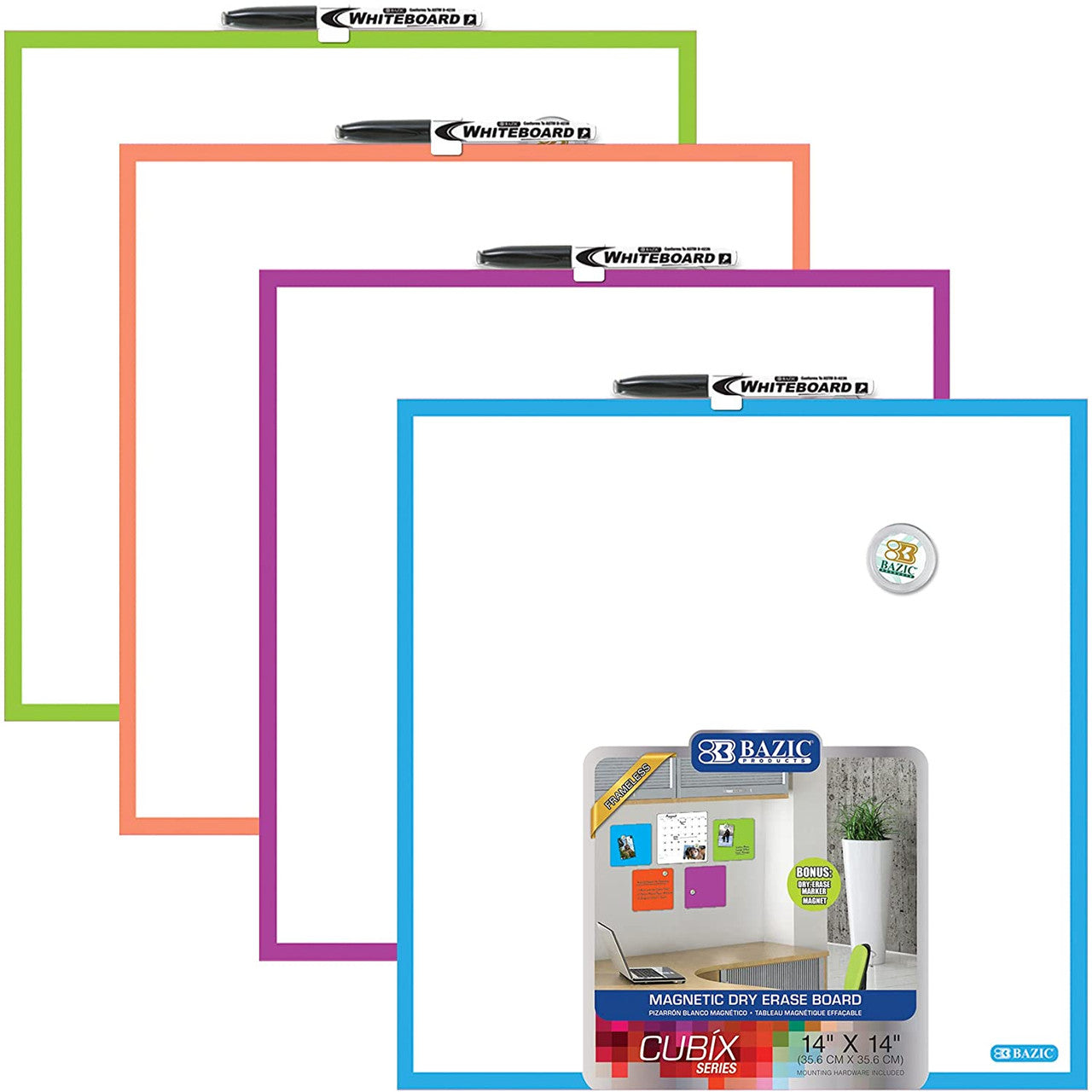 MAGNETIC DRY ERASE TILE 14" X 14"