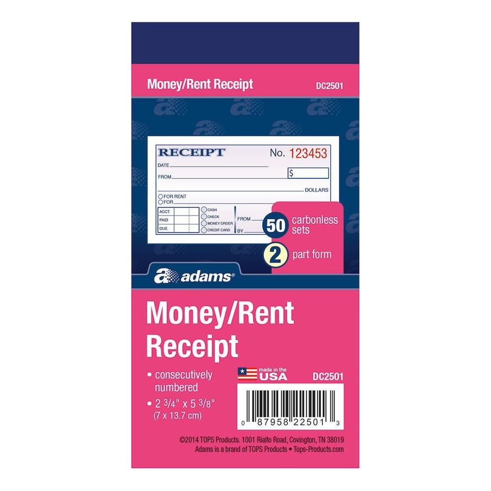 MONEY/RENT RECEIPT BOOK NCR 2PT 50 SET 2" X 5"