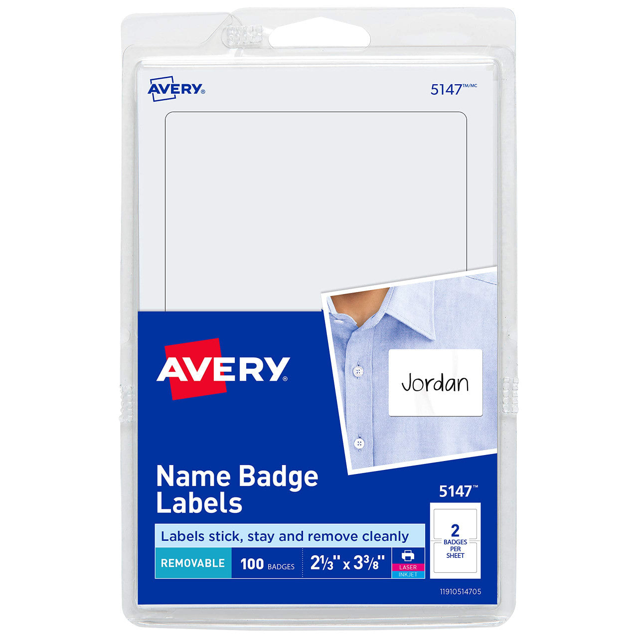 NAME BADGE LABELS 2-11/32" X 3-3/8" PQ. 100