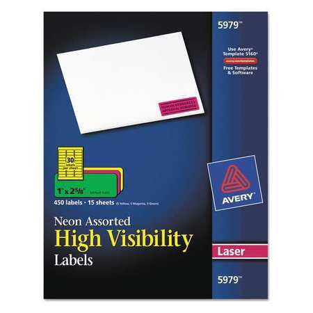 NEON ADDRESS LABELS ASST 1" X 2-5/8" PQ. 450