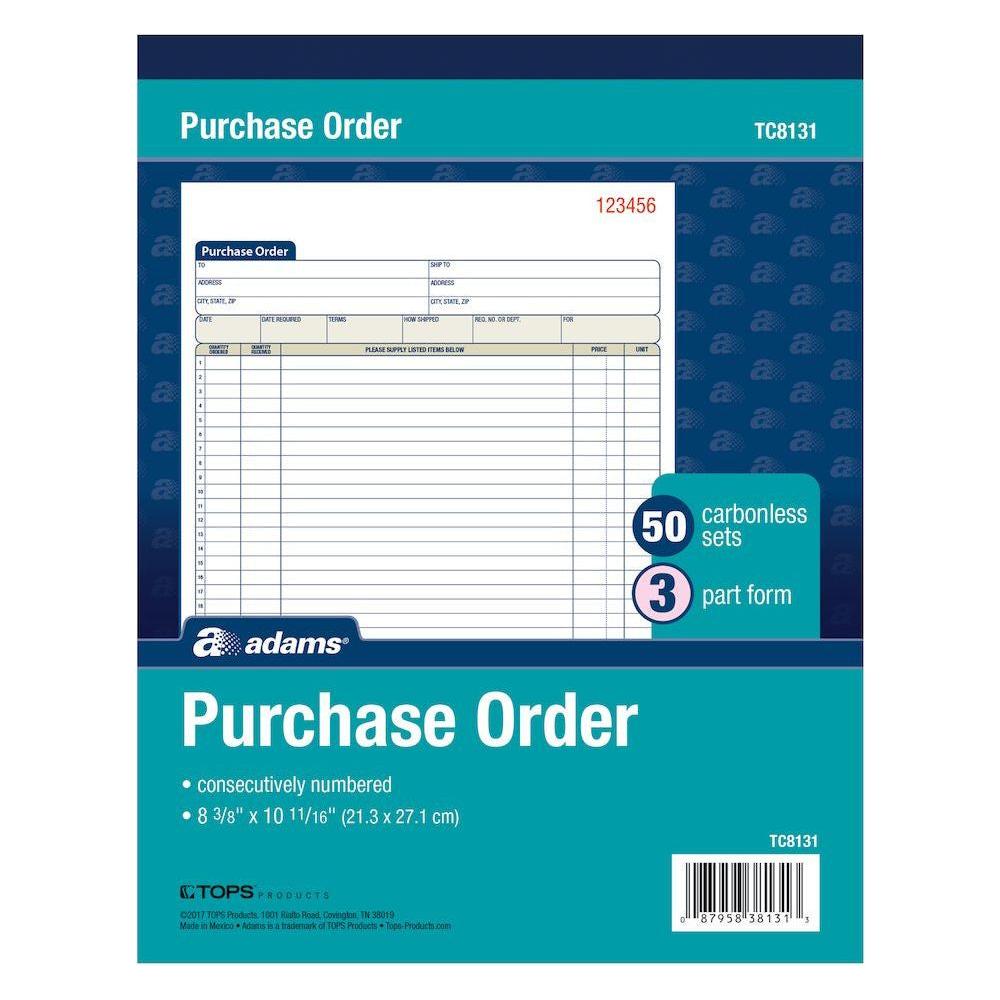 PURCHASE ORDER BOOK NCR 3PT 8" X 10"