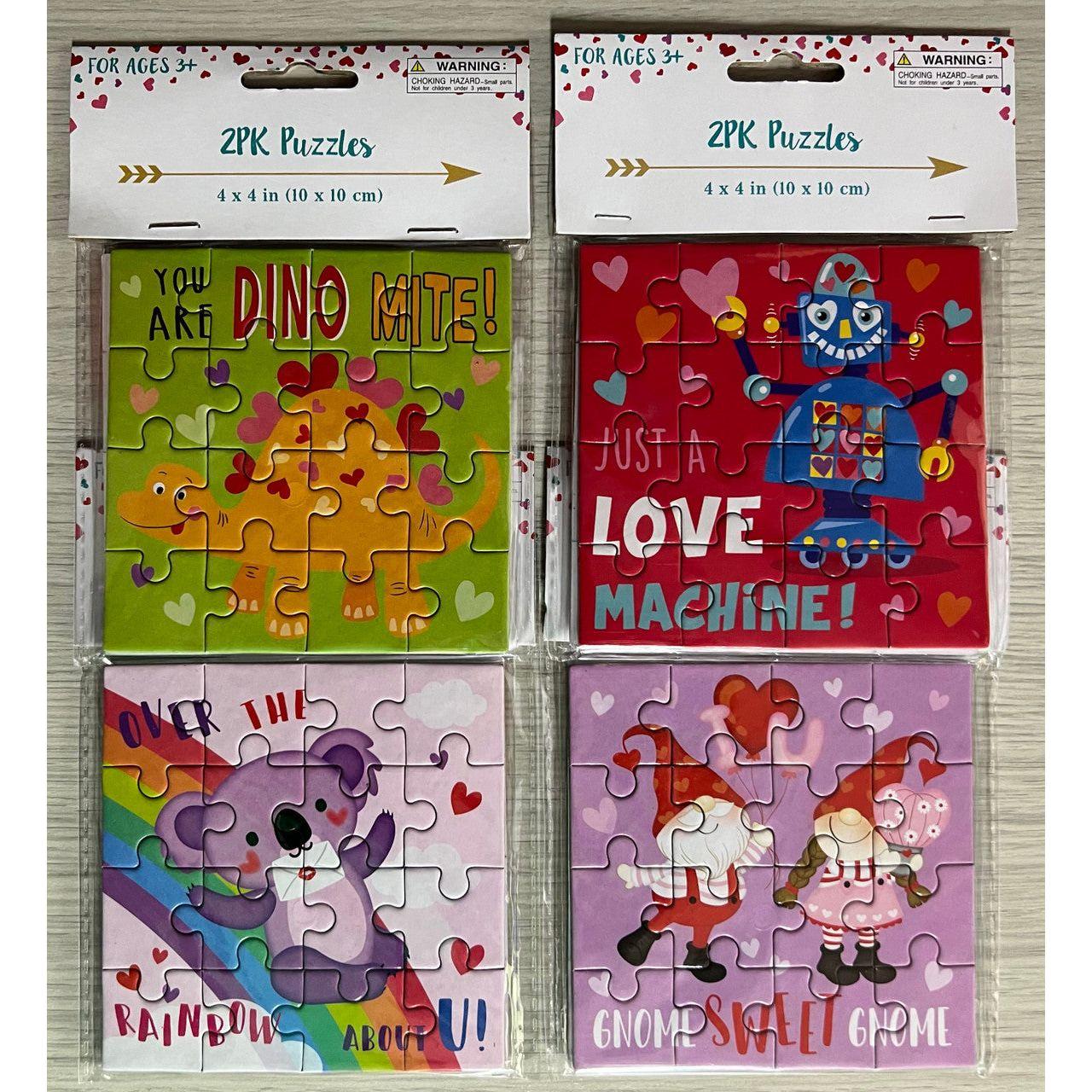PUZZLE VALENTINE 4X4 2PKDINO / BEE MINE