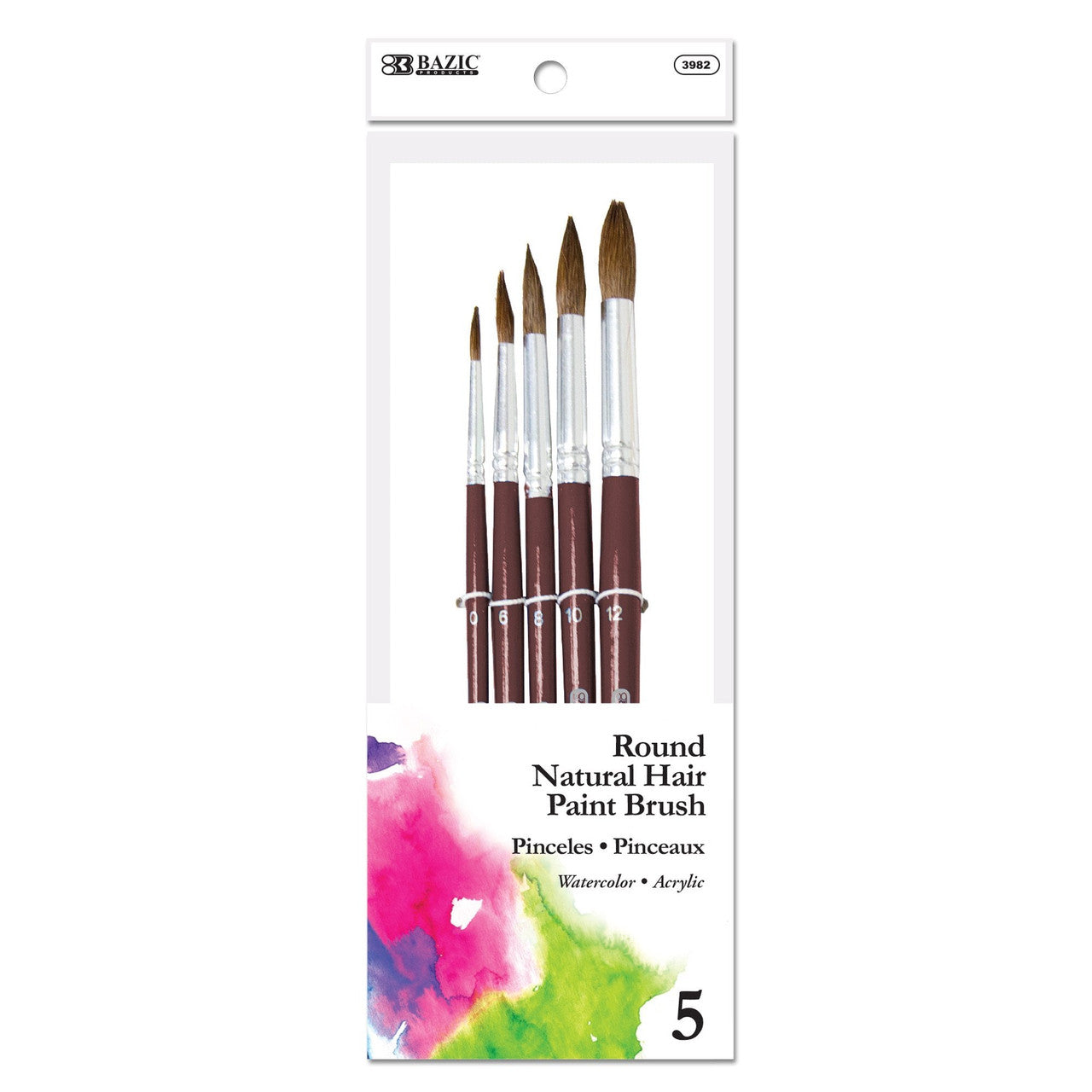 ROUND NATURAL HAIR PAINT BRUSH 5/PK