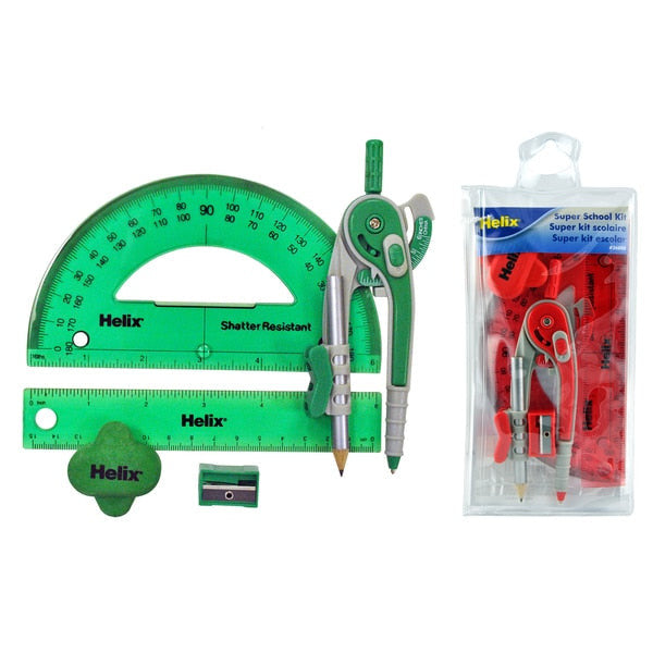 SCHOOL KIT GOMA-COMPAS REGLA 6"-PROTRACTOR-SACAP
