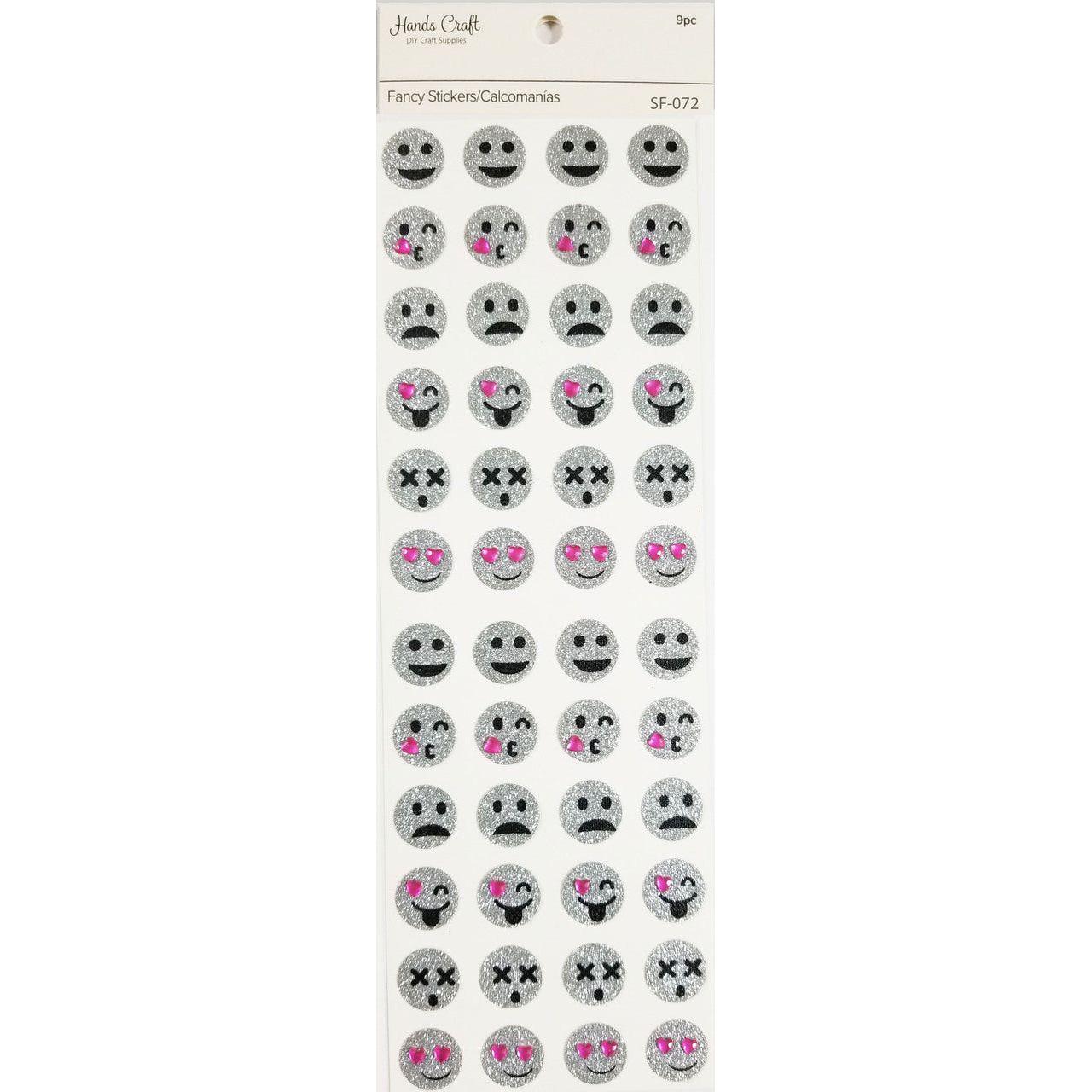 SILVER EMOJI GLITTER STICKER 48 PC