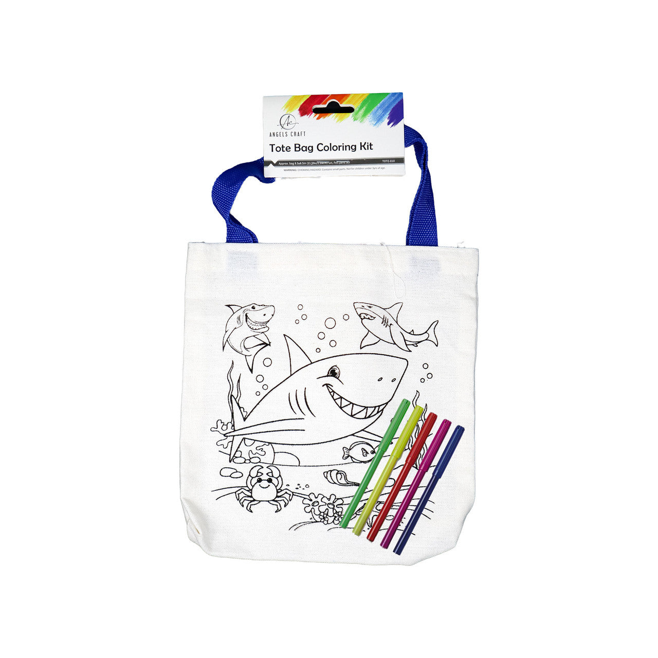 Tote Bag Coloring Kit -Shark 8.5" x 8.5"
