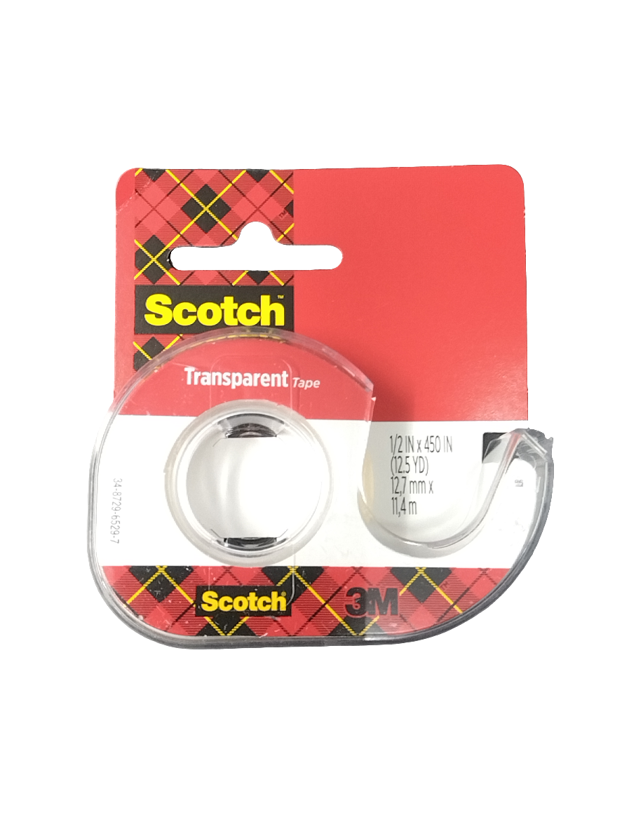 TRANSPARENT TAPE 1/2" X 450" C/DISPENSER