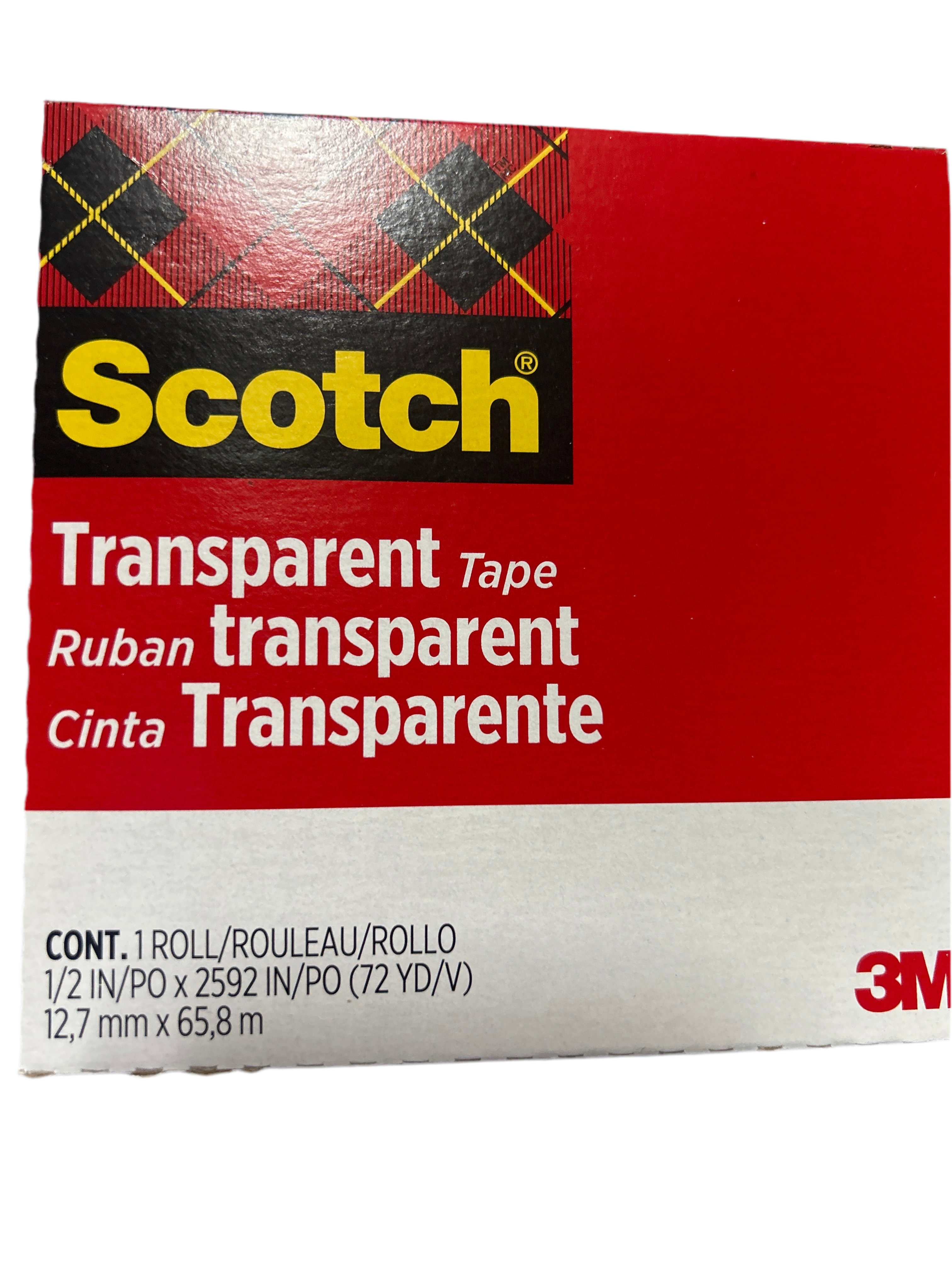 TRANSPARENT TAPE 1/2" X 72 YD