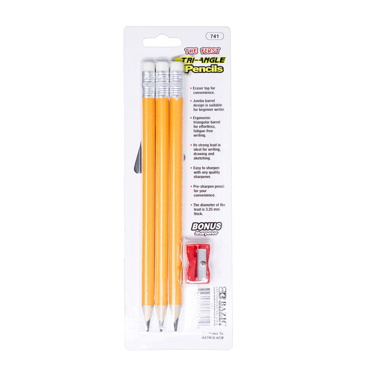 TRIANGULAR JUMBO PENCIL W/SHARPENER