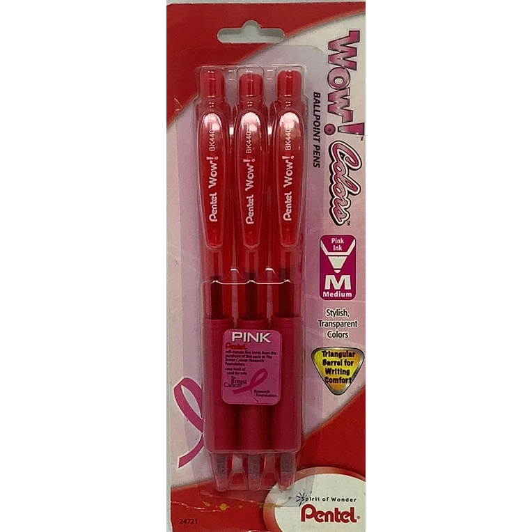 WOW! BALLPOINT PENS WITH PINK RIBBON (PQ.3)