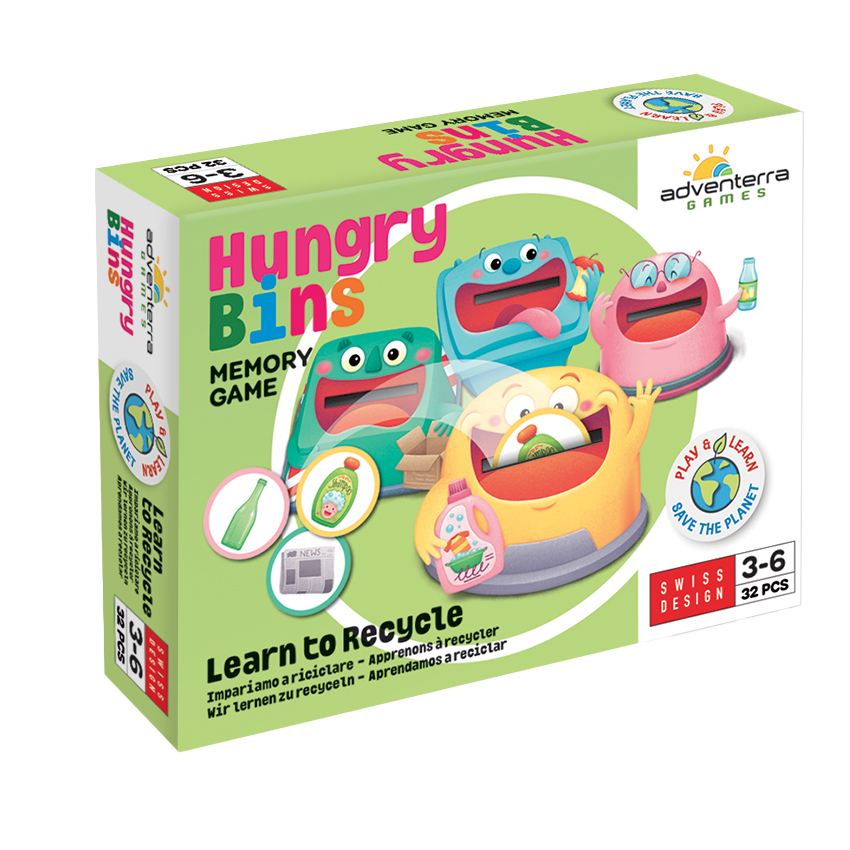 Adventerra Hungry Bins Classification Game - Learn to Recycle, Ages 3 
