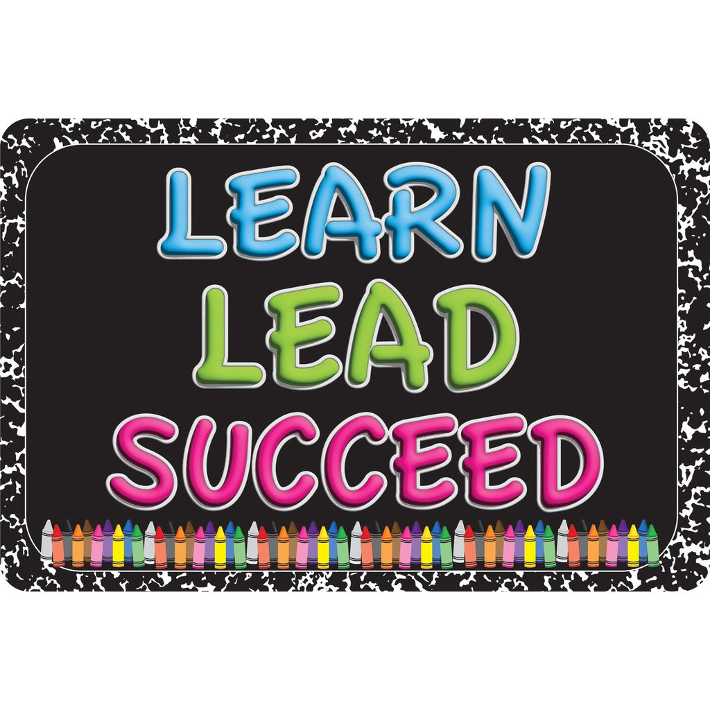 Ashley Productions Learn, Lead, Succeed Crayon Composition Welcome Mat, 15.5" x 23.5" (ASH 91580)