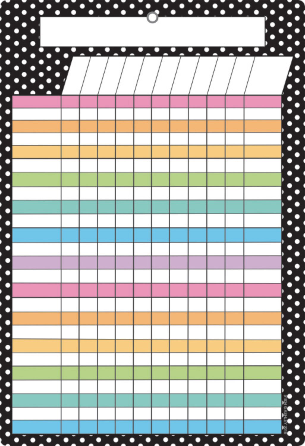 Ashley Smart Poly Chart Dry Erase Black & White Dots Incentive Chart, 13" X 19" (ASH91034)