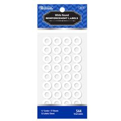 BAZIC White Round Reinforcement Label (544/Pack) (3810)