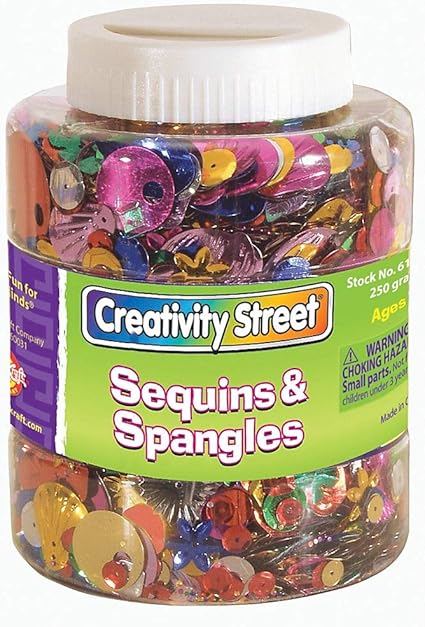 Creativity Street Sequins & Spangles Jar, Assorted Colors and Sizes , 8.1 oz (DIXPAC 6129)