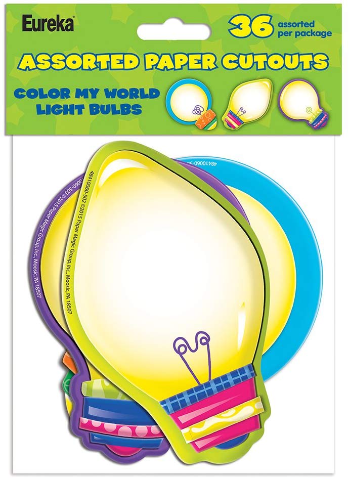 Eureka Color My World Light Bulb Paper Cut-Outs, 36 Pack (EU 841006)