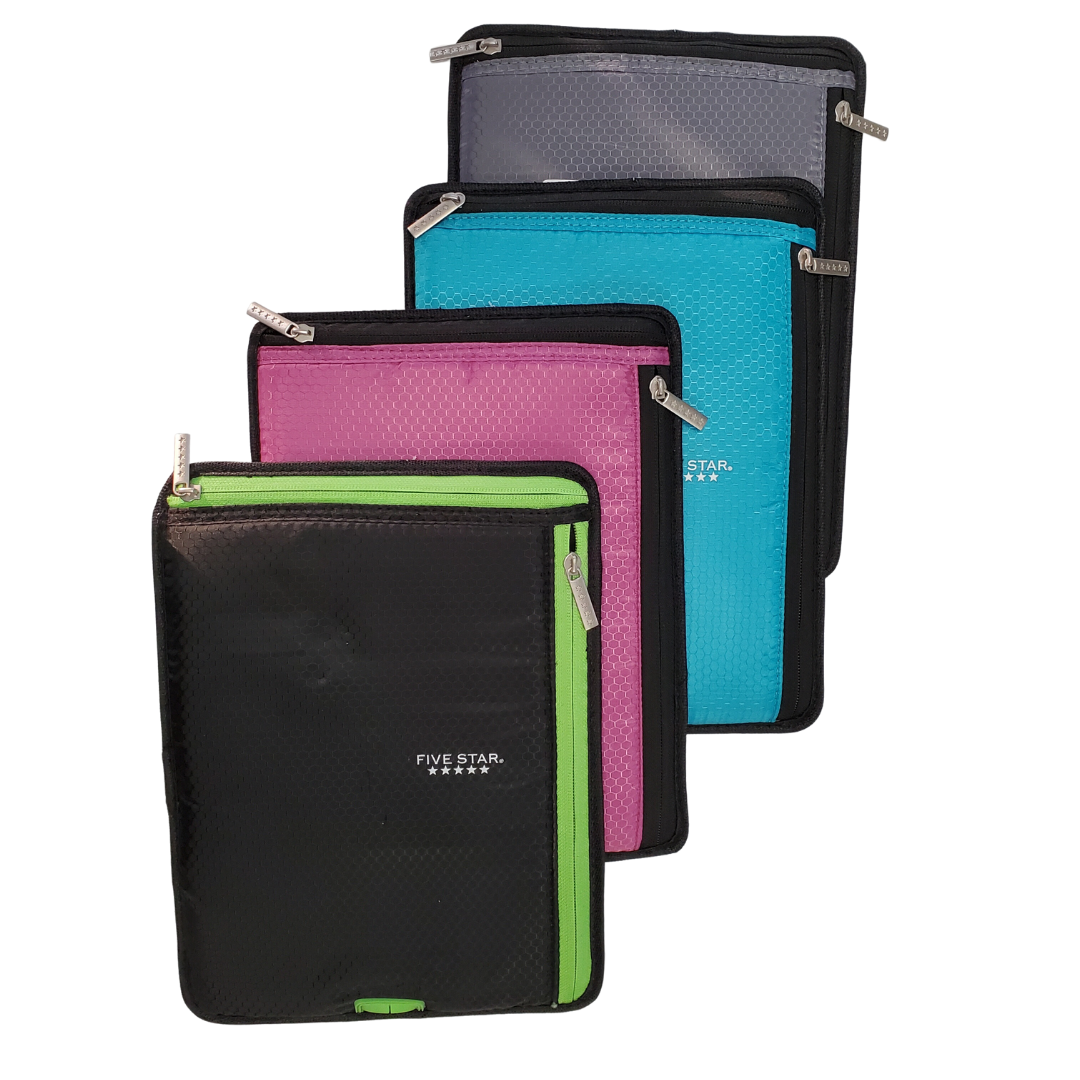 Five Star Tablet or iPad Sleeve Case, Fits up to 10" Tablet, 3 Ring for Binder Storage (36004)Grey/Black