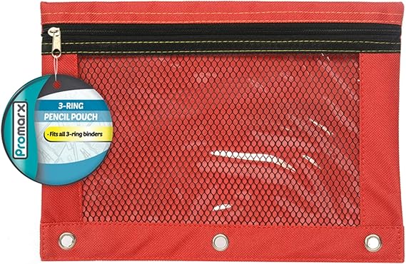 Kittrich Corporation 3 Ring Pencil Pouch With Mesh Pockets, Assorted Colors (Kitpp 20p4510224)Black