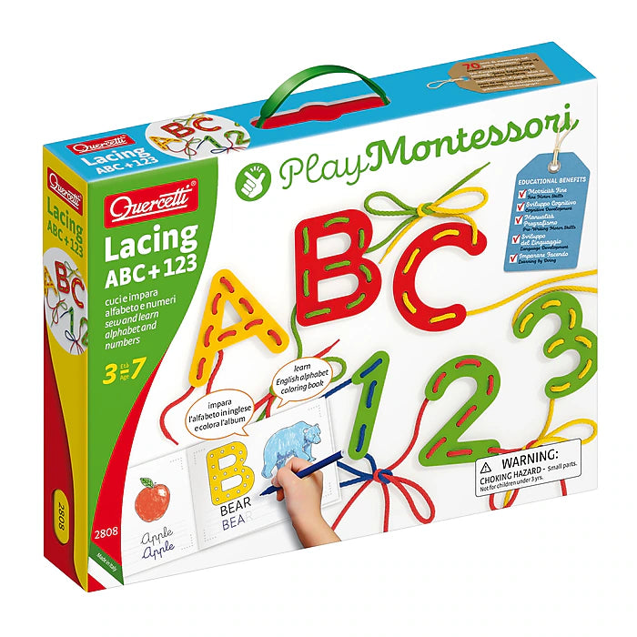 Quercetti Play Montessori Lacing ABC 123 (QRC 2808)