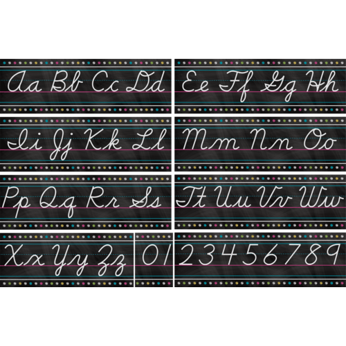Teacher Created Chalkboard Brights Cursive Writing Bulletin Board Set, 23-1/2" x 7-1/2" (5858)