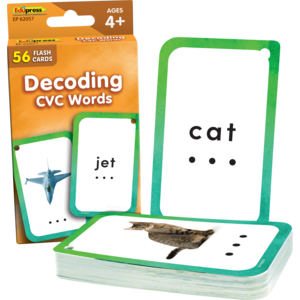Teacher Created Decoding CVC Words Flash Cards, 3" x 5", 56 Cards (EP 62057)