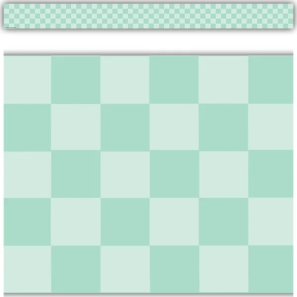 Teacher Created Resources Cool for School Green Checkers Straight Border Trim (TCR 9311)
