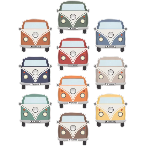 Teacher Created Resources Moving Mountains Road Trip Camper Vans Accents (TCR 9238)