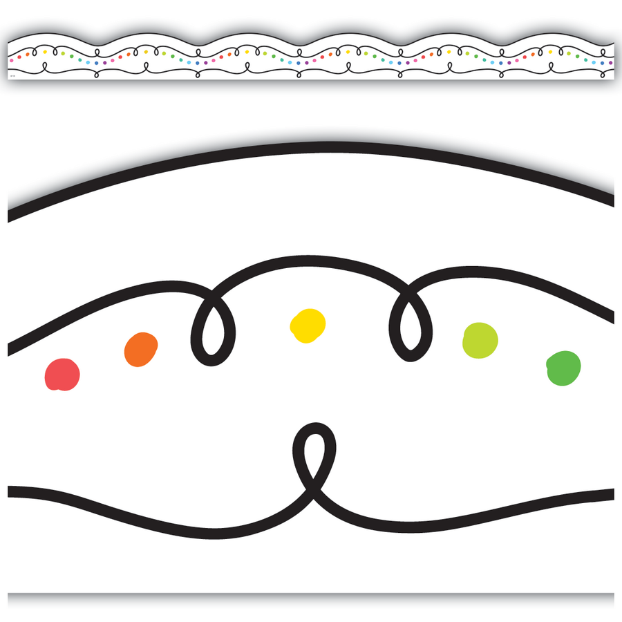 Teacher Created Squiggles and Colorful Dots Die-Cut Border Trim, 12 pieces, 2'' x 35'' (TCR 8324)