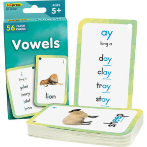 Teacher Created Vowels Flash Cards,3" x 5",56 Cards (EP 62070)