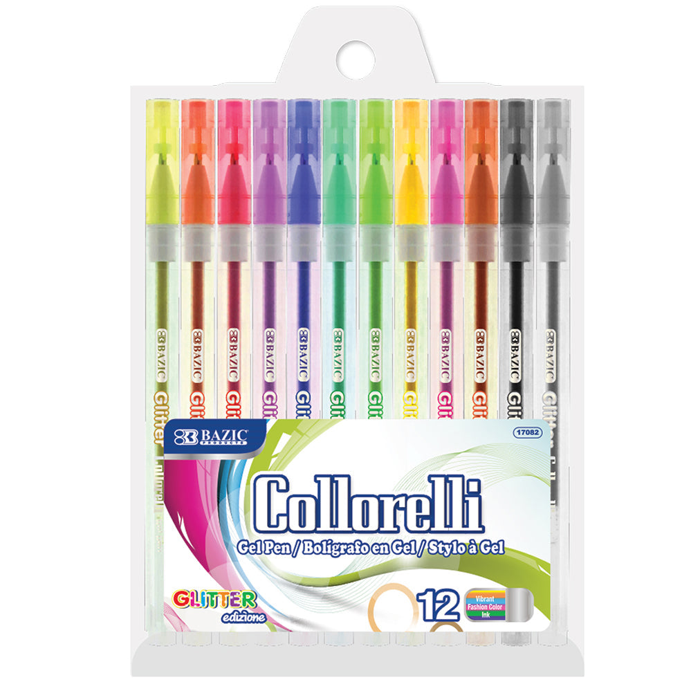 BAZIC 12 GLITTER COLOR COLLORELLI GEL PEN