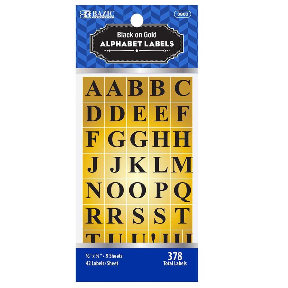 BAZIC Gold Foil Alphabet Label (378/Pack)