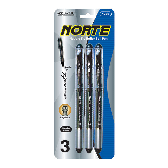 BAZIC NORTE BLACK NEEDLE-TIP ROLLERBALL PEN