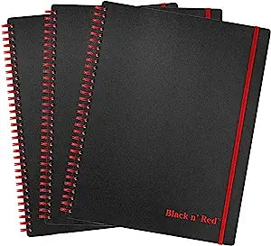 BLACK N' RED TWINWIRE HC BUSINESS NOTEBOOK, 70 RULED9 7/8" X 7