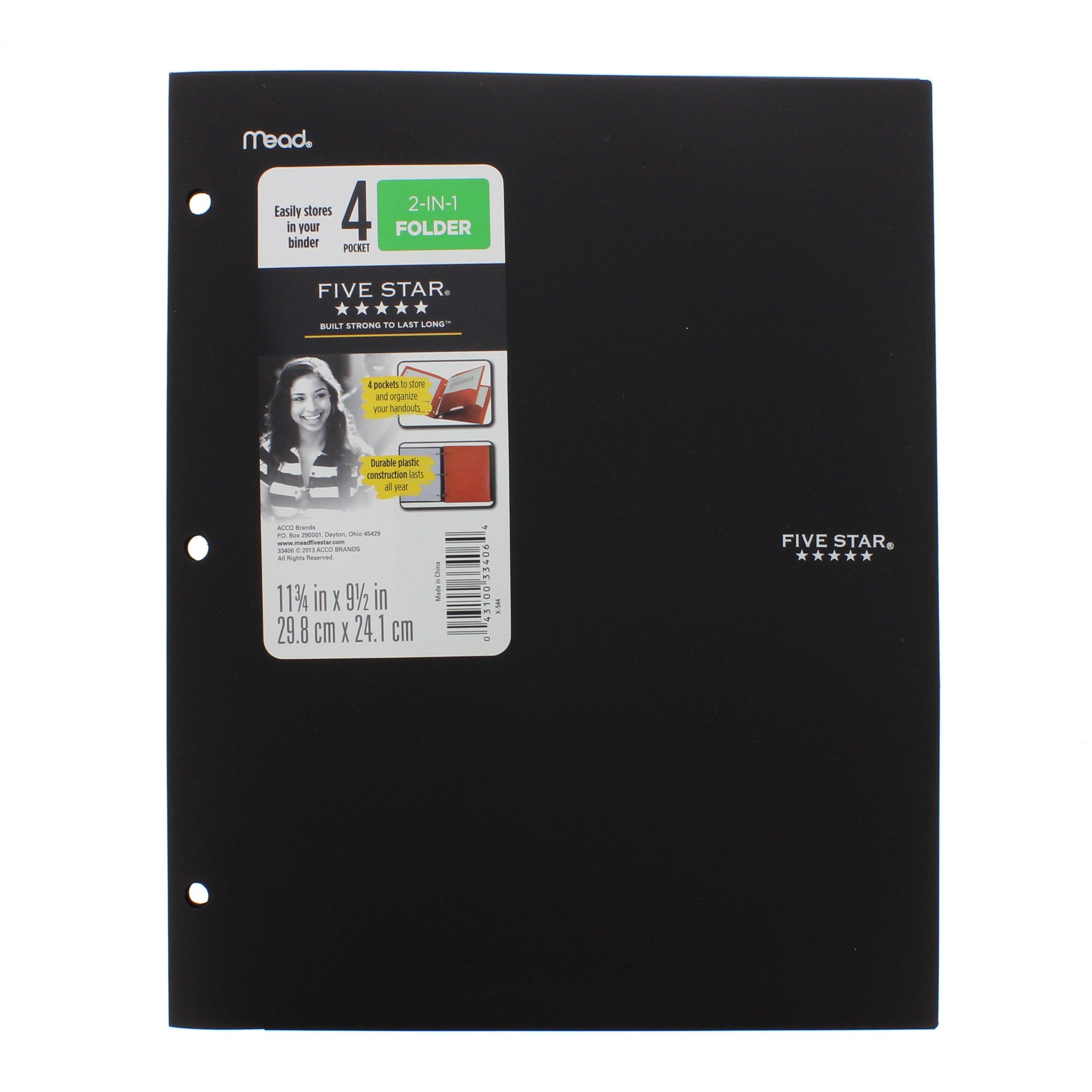 MEAD FIVE STAR POLY FOLDER 4-POCKET ASST
